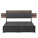 Artiss Metal Bed Frame King Size with 2-Tier Hidden Storage with Charging Station-2