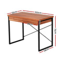 Artiss Computer Desk Drawer Storage Walnut 100CM-2