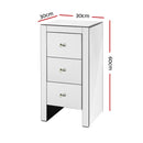 Artiss Bedside Table 3 Drawers Mirrored - QUENN Silver-2