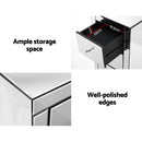 Artiss Bedside Table 3 Drawers Mirrored - QUENN Silver-5