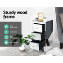 Artiss Bedside Table 3 Drawers Mirrored - QUENN Silver-7