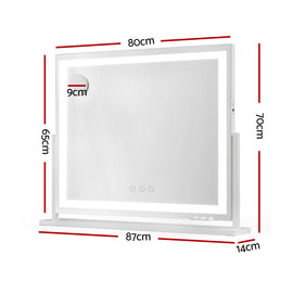 80x65cm Embellir Makeup Mirror Hollywood Vanity with LED Light White Frame - 0