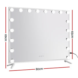 80x65cm Embellir Makeup Mirror Hollywood Vanity with LED Light White Frame - 0