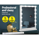 Embellir Makeup Mirror 43x61cm Hollywood Vanity with LED Light Tabletop White-4