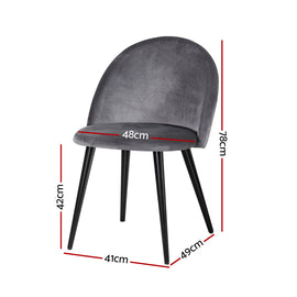 Artiss Dining Chairs Set of 2 Velvet Solid Curved Dark Grey - 0