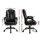 Artiss Massage Office Chair Executive Computer Gaming Chairs Black PU Leather-2