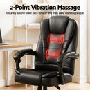 Artiss Massage Office Chair Executive Computer Gaming Chairs Black PU Leather-4