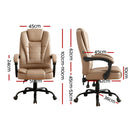 Artiss Massage Office Chair Executive Computer Gaming Chairs Brown PU Leather Espresso-2