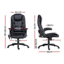 Artiss 8 Point Massage Office Chair Heated Seat Recliner PU Black-2