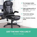 Artiss 8 Point Massage Office Chair Heated Seat Recliner PU Black-4