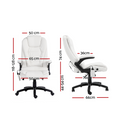 Artiss 8 Point Massage Office Chair Heated Seat Recliner PU White-2