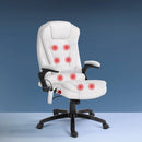 Artiss 8 Point Massage Office Chair Heated Seat Recliner PU White-8