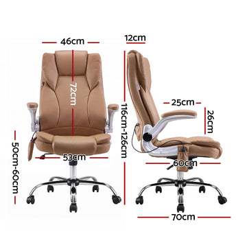 Artiss 8 Point Massage Office Chair PU Leather Espresso - 0