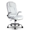 Artiss 8 Point Massage Office Chair PU Leather White-2