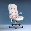 Artiss 8 Point Massage Office Chair PU Leather White-1