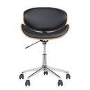 Artiss Wooden Office Chair Leather Seat Black-3