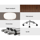 Artiss Wooden Office Chair Leather Seat White-4