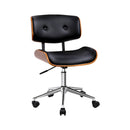 Artiss Wooden Office Chair PU Seat Black Brown-1