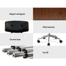 Artiss Wooden Office Chair PU Seat Black Brown-4