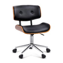 Artiss Wooden Office Chair PU Seat Black Brown-7