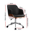 Artiss Wooden Office Chair Fabric Seat Black-2