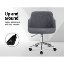 Artiss Wooden Office Chair Fabric Seat Grey-5