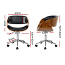 Artiss Wooden Office Chair Leather Seat Black-2