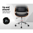 Artiss Wooden Office Chair Leather Seat Black-5