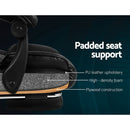 Artiss Executive Office Chair Leather Footrest Black-6