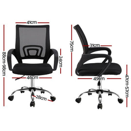 Artiss 2x Mesh Office Chair Mid Back Black - 0