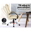 Artiss Executive Office Chair Leather Tilt Beige-6