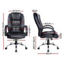 Artiss Executive Office Chair Leather Tilt Black-2