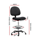 Artiss Office Chair Drafting Stool Fabric Chairs Black-2