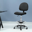 Artiss Office Chair Drafting Stool Fabric Chairs Black-8
