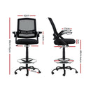 Artiss Office Chair Drafting Stool Mesh Chairs Black-2