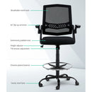 Artiss Office Chair Drafting Stool Mesh Chairs Black-4