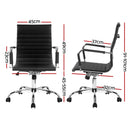 Artiss Office Chair Conference Chairs PU Leather Mid Back Black-2