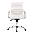 Artiss Office Chair Conference Chairs PU Leather Mid Back White-3