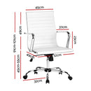 Artiss Office Chair Conference Chairs PU Leather Mid Back White-2