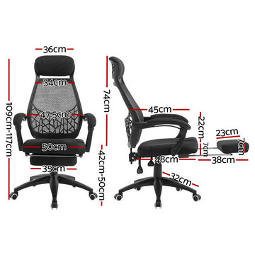 Artiss Mesh Office Chair Recliner Black - 0