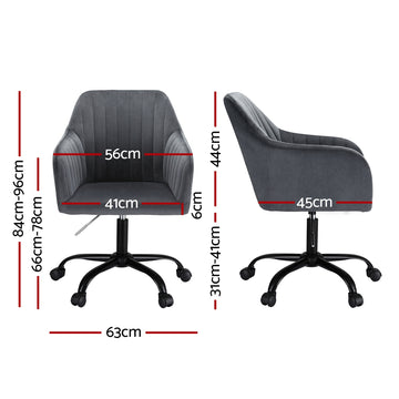 Artiss Office Chair Velvet Seat Dark Grey - 0