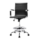 Artiss Office Chair Drafting Stool Leather Chairs Black-1