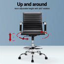 Artiss Office Chair Drafting Stool Leather Chairs Black-4