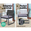 Gardeon 4 PCS Outdoor Sofa Set Rattan Furniture Glass Top Table Chairs Black-4