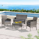 Gardeon 4 Seater Outdoor Sofa Set Wicker Setting Table Chair Furniture Grey-7