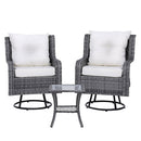 Gardeon 3PC Outdoor Furniture Bistro Set Lounge Wicker Swivel Chairs Table Cushion Grey-2