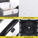 Gardeon 3PC Outdoor Furniture Bistro Set Lounge Wicker Swivel Chairs Table Cushion Grey-6