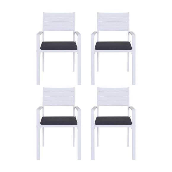 Gardeon 4PC Outdoor Dining Chairs Stackable Aluminum Lounge Chair Patio Furniture