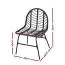 Gardeon 2x Outdoor Chairs Dining Chair Lounge Wicker Patio Furniture Black-2