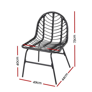 Gardeon 2x Outdoor Chairs Dining Chair Lounge Wicker Patio Furniture Black - 0